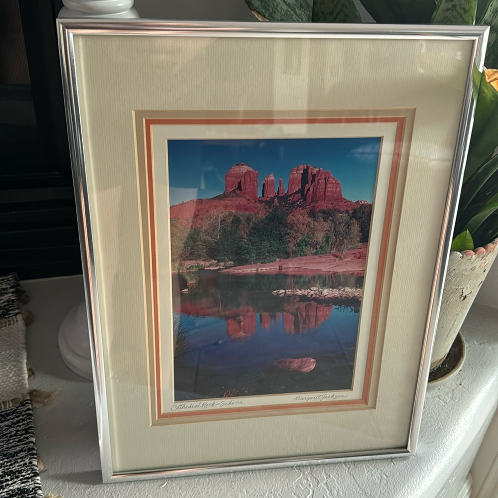 Sedona Arizona Reflection Cathedral Rock Framed Picture 11X14”